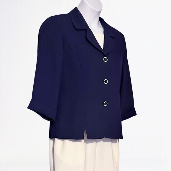 Draper's & Damon's Pant Suit Sz 10 Top Jacket Pull On Trousers Sailor Blue Ivory - Picture 4 of 9